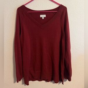 Lucky Brand Deep Red V-Neck Sweater Size XXL